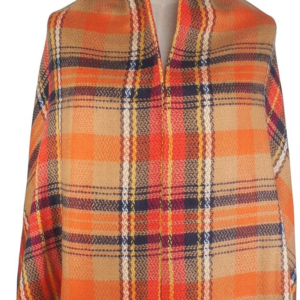 Women's Fall Winter Scarf Classic Tassel Plaid Tartan Warm Soft Chunky Large Bla - Picture 4 of 8